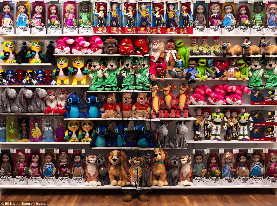 Vanished: An incredible attention to detail is required for Liu Bolin to blend into backgrounds such as these shelves full of soft toys
