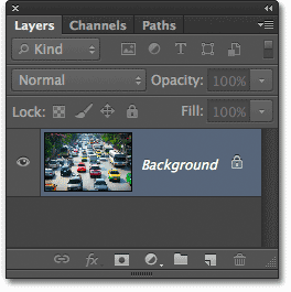 The Background layer in the Layers panel in Photoshop CS6.