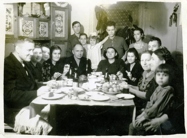 USSR, Ukraine - CIRCA, 1940s: Portrait of a big family. Royalty Free Stock Images